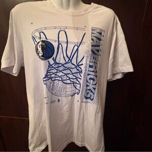 Nike White and Blue Dallas Mavericks Tee